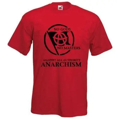 Anarchist Slogan Black Print T-Shirt 3XL / Red