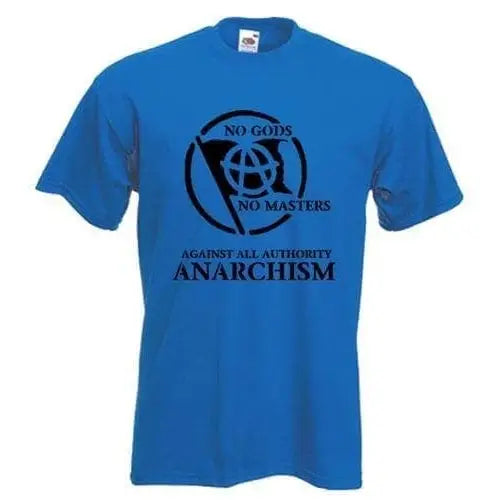 Anarchist Slogan Black Print T-Shirt 3XL / Royal Blue