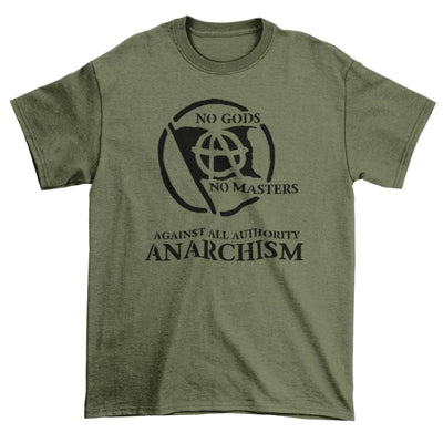 Anarchist Slogan Black Print T-Shirt L / Khaki