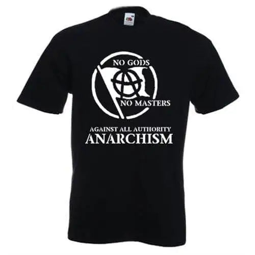 Anarchist Slogan White Print T-Shirt Black / XL