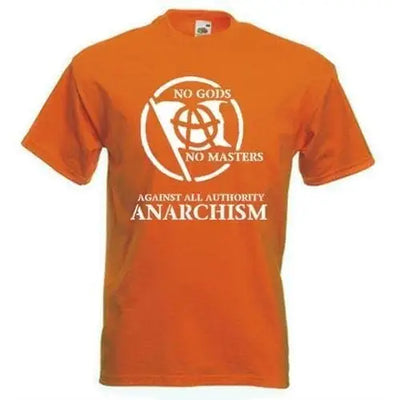 Anarchist Slogan White Print T-Shirt Orange / XL