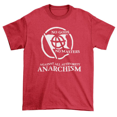Anarchist Slogan White Print T-Shirt Red / XL
