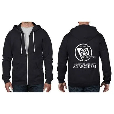 Anarchy Slogan Full Zip Hoodie S / Black