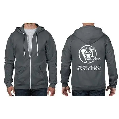 Anarchy Slogan Full Zip Hoodie S / Charcoal