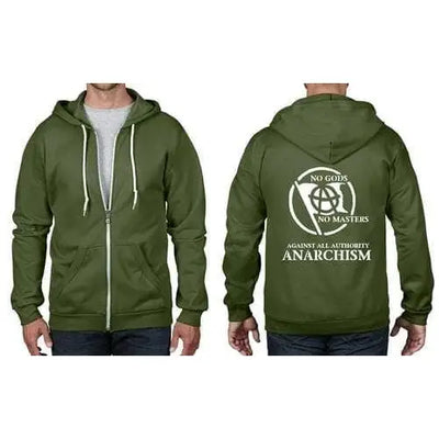 Anarchy Slogan Full Zip Hoodie S / City Green