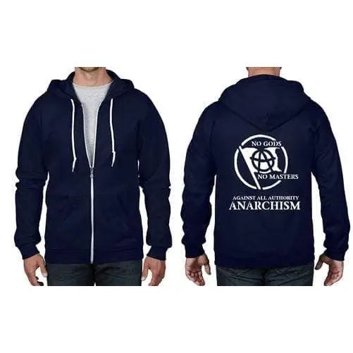 Anarchy Slogan Full Zip Hoodie S / Navy Blue