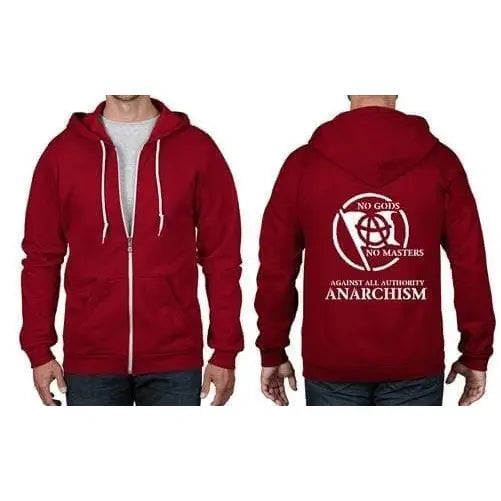 Anarchy Slogan Full Zip Hoodie S / Red