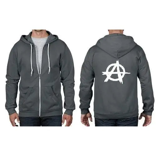 Anarchy Symbol Full Zip Hoodie XXL / Charcoal