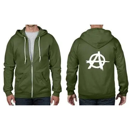 Anarchy Symbol Full Zip Hoodie XXL / City Green