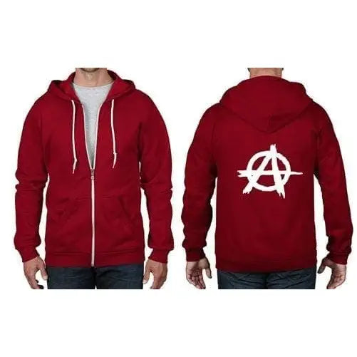 Anarchy Symbol Full Zip Hoodie XXL / Red