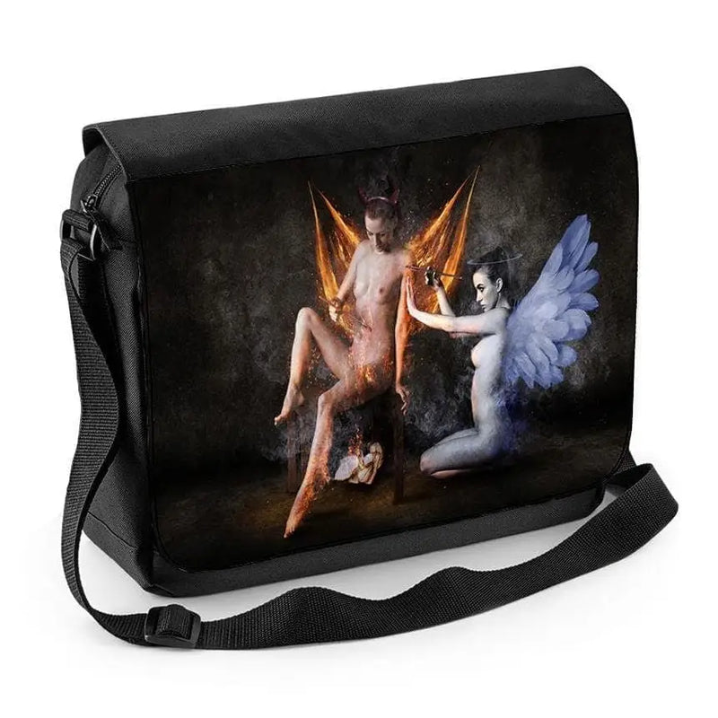 Angel and Devil Female Nudes Laptop Messenger Bag