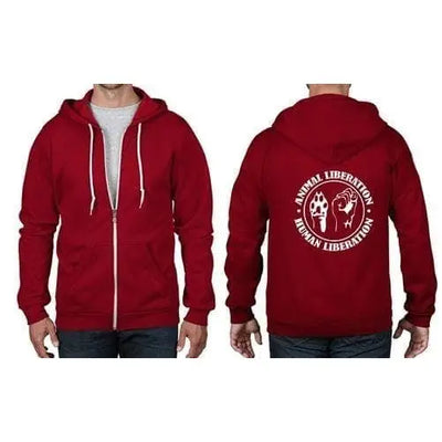 Animal Liberation Human Liberation Full Zip Hoodie L / Red