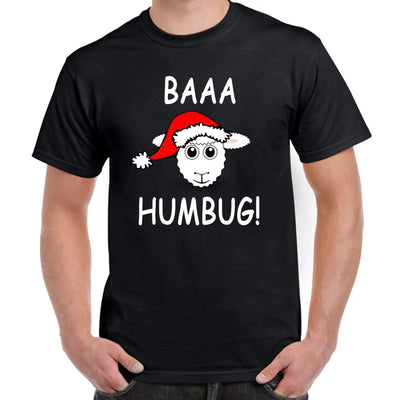 Baaa Humbug Sheep with Santa Hat Christmas Funny Men's T-Shirt XXL