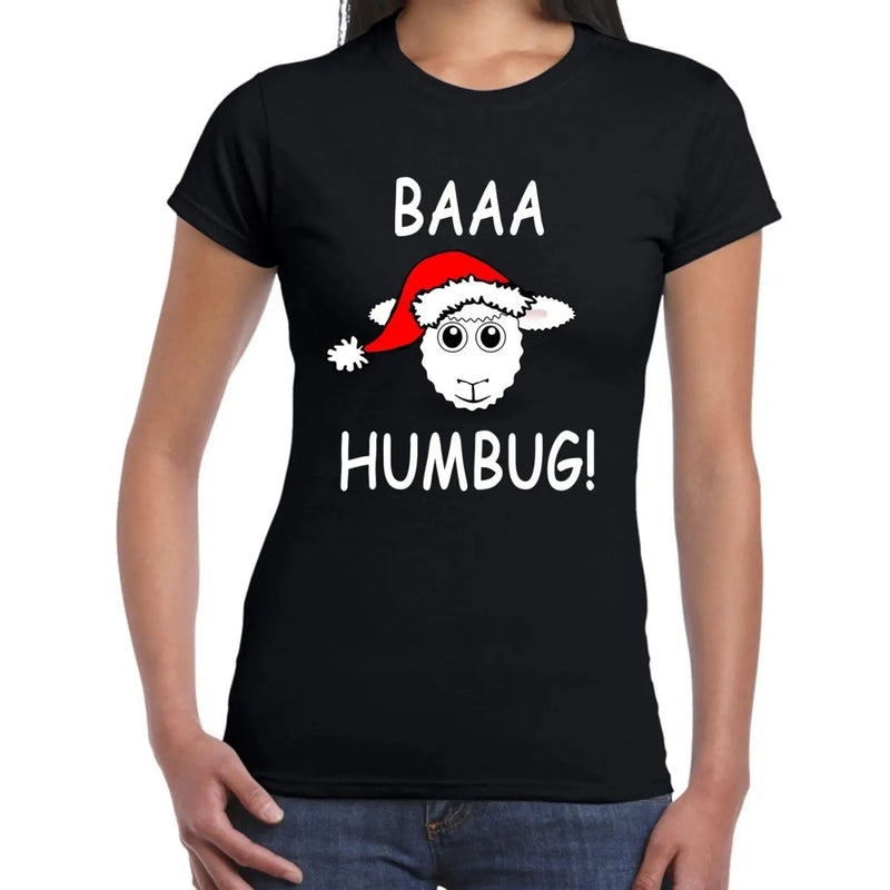 Baaa Humbug Sheep with Santa Hat Christmas Funny Women&
