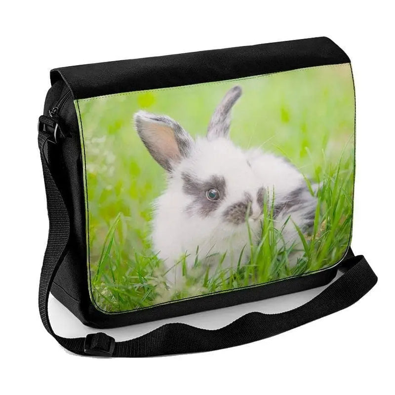 Baby Black and White Rabbit Laptop Messenger Bag