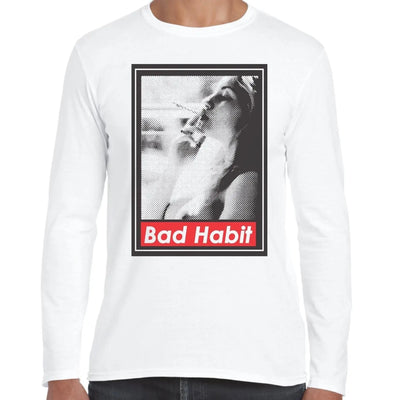 Bad Habit Smoking Girl Long Sleeve T-Shirt S / White