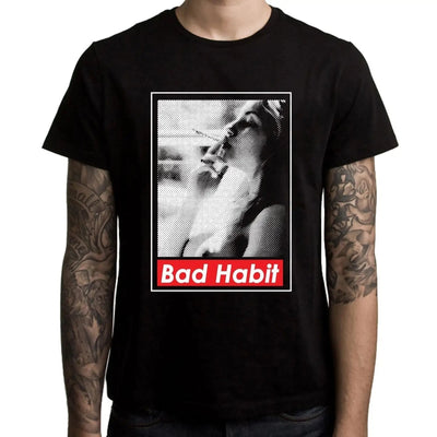 Bad Habit Smoking Girl Men's T-Shirt XXL / Black