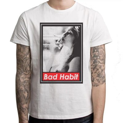 Bad Habit Smoking Girl Men's T-Shirt XXL / White