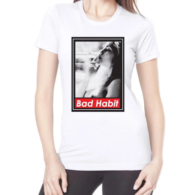 Bad Habit Smoking Girl Women's T-Shirt M / White