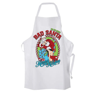 Bad Santa Happy Holidays Bah Humbug Christmas Chef's Kitchen Apron