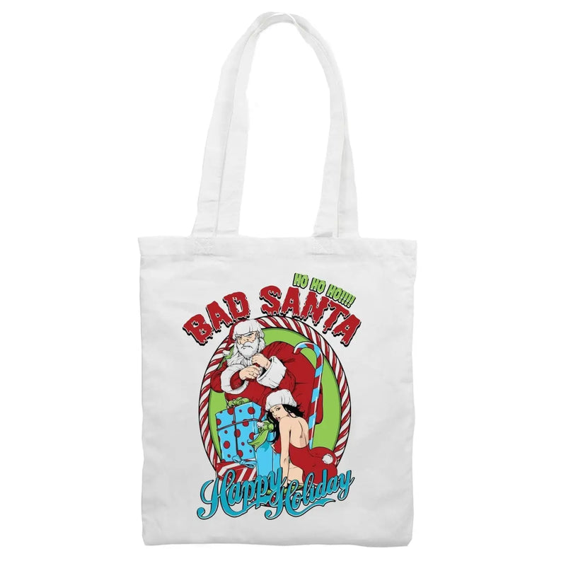Bad Santa Happy Holidays Bah Humbug Christmas Shoulder Shopping Bag