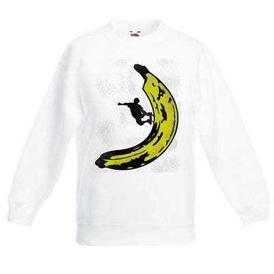 Banana Skateboard Cool Children's Toddler Kids Sweatshirt Jumper 9-11 / White