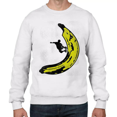 Banana Skateboard Cool Men's Sweatshirt Jumper L / White