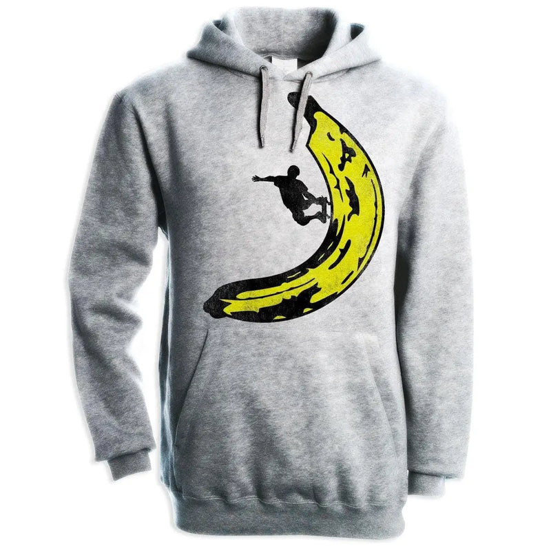 Banana Skateboarder Pouch Pocket Hoodie XL / Light Grey