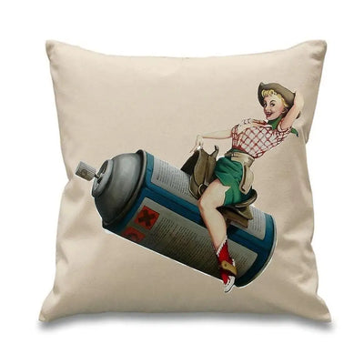 Banksy Aerosol Cowgirl Cushion