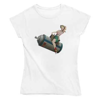 Banksy Aerosol Cowgirl Ladies T-Shirt - M - Womens T-Shirt
