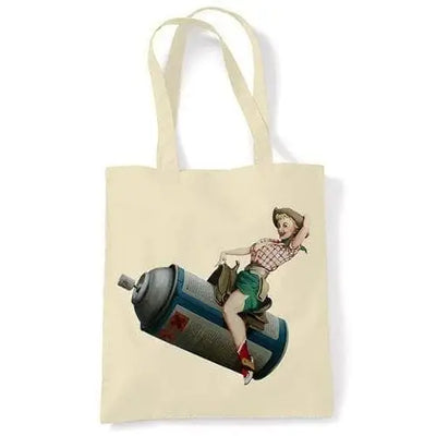 Banksy Aerosol Cowgirl Tote \ Shoulder Bag