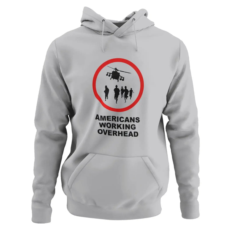 Banksy Americans Working Overhead Hoodie - M / Light Grey -