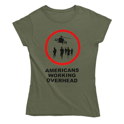 Banksy Americans Working Overhead Ladies T-Shirt - S / Khaki