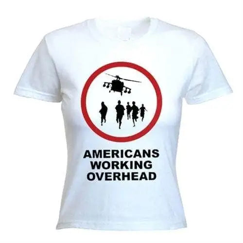 Banksy Americans Working Overhead Ladies T-Shirt S / White