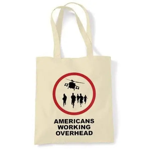 Banksy Americans Working Overhead Shoulder bag Cream