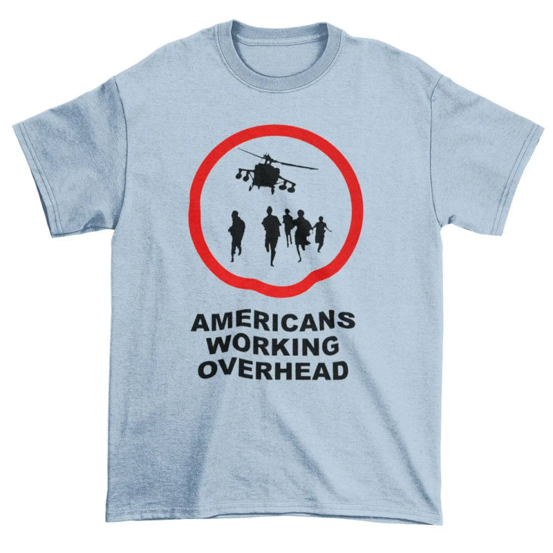 Banksy Americans Working Overhead T-Shirt L / Light Blue