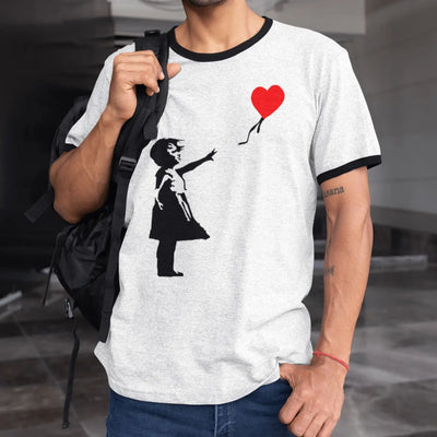 Banksy Balloon Girl Contrast Ringer T-Shirt