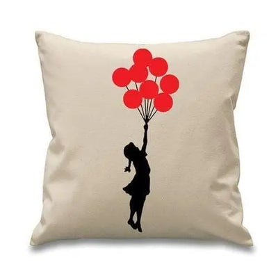 Banksy Balloon Girl Cushion Cream