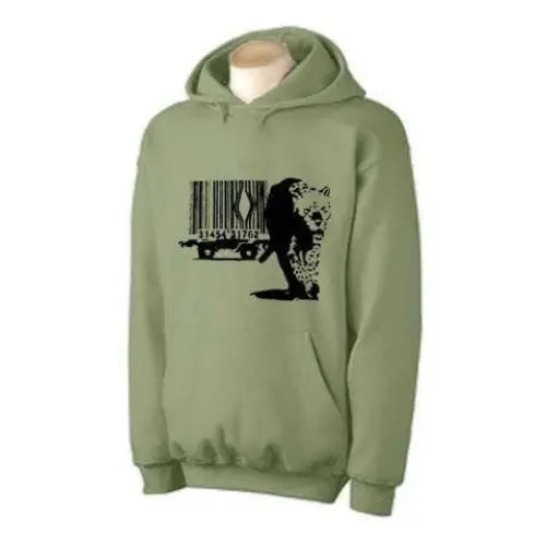 Banksy Barcode Leopard Hoodie L / Khaki