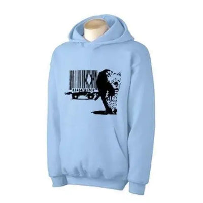 Banksy Barcode Leopard Hoodie L / Light Blue