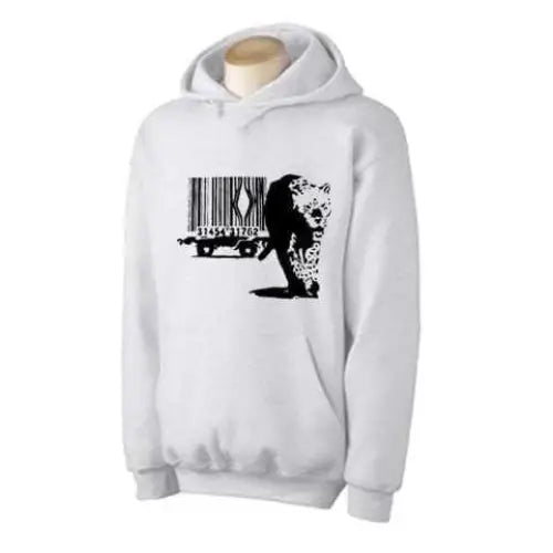 Banksy Barcode Leopard Hoodie L / Light Grey