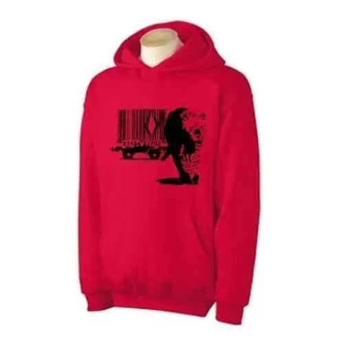 Banksy Barcode Leopard Hoodie L / Red