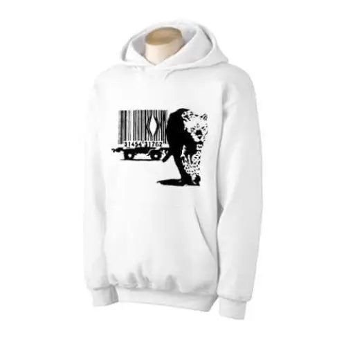 Banksy Barcode Leopard Hoodie L / White