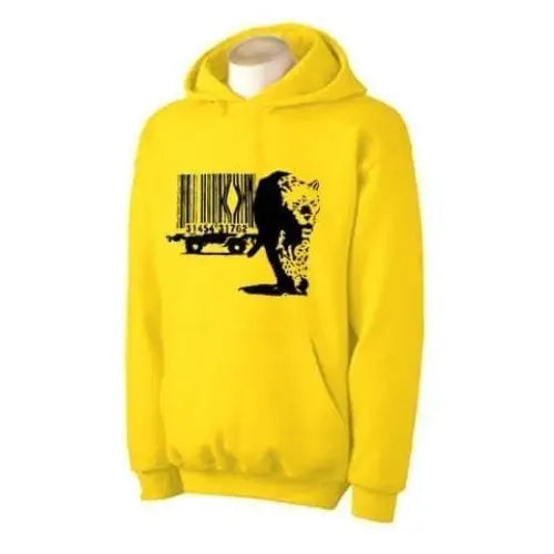 Banksy Barcode Leopard Hoodie L / Yellow