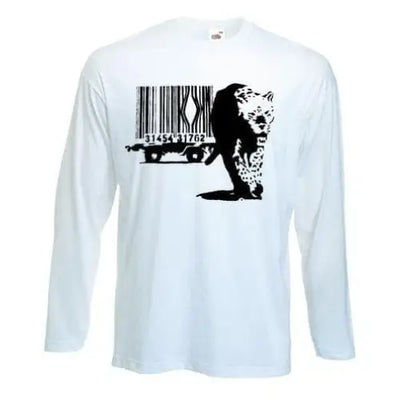 Banksy Barcode Leopard Long Sleeve T-Shirt XL / White