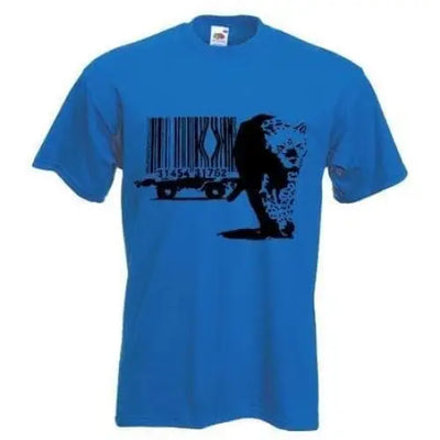 Banksy Barcode Leopard Mens T-Shirt S / Royal Blue