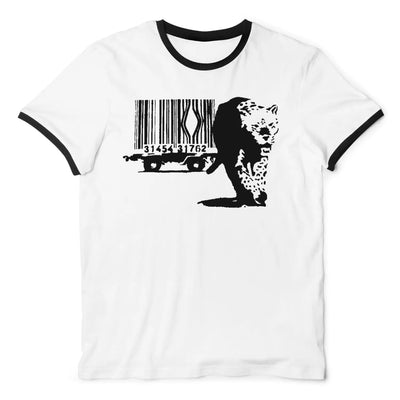 Banksy Barcode Leopard Ringer T-Shirt XXL