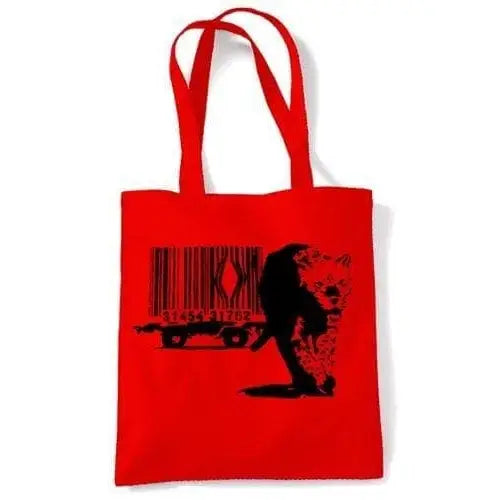 Banksy Barcode Leopard Shoulder bag Red