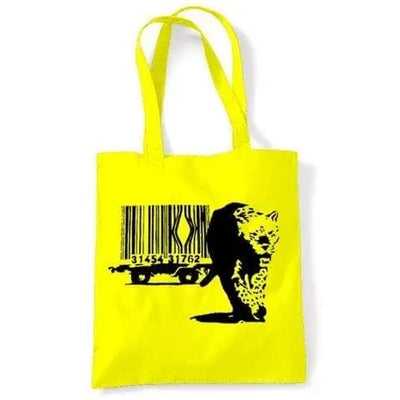 Banksy Barcode Leopard Shoulder bag Yellow
