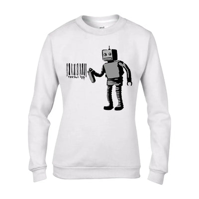 Banksy Barcode Robot Graffiti Women's Sweatshirt Jumper XXL / White
